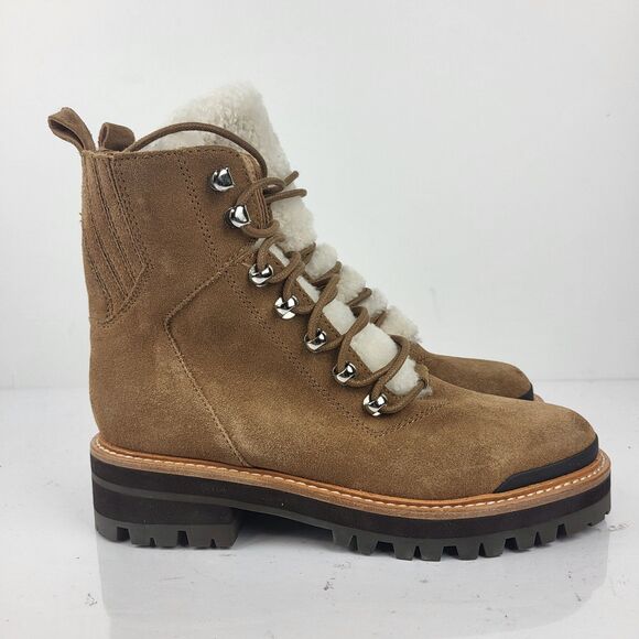Marc Fisher Lzzie Women's Combat Boot Real Fur Brown Size 7 M - Picture 4 of 10